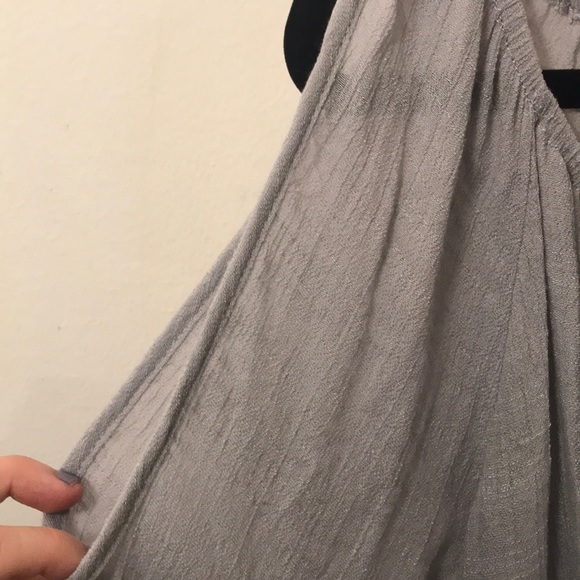 Solitaire Grey Tunic Top Open Shoulder with Lace Trim - Picture 4 of 7